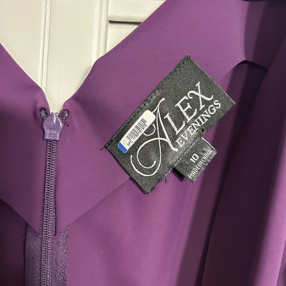 Alex Evenings Dress Rich Purple Faux Wrap, Ruched Size 10 - Picture 4 of 13
